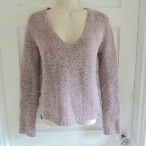 Anna Sui Mauve Mohair & Wool Blend V Neck Sweater S *Fits M